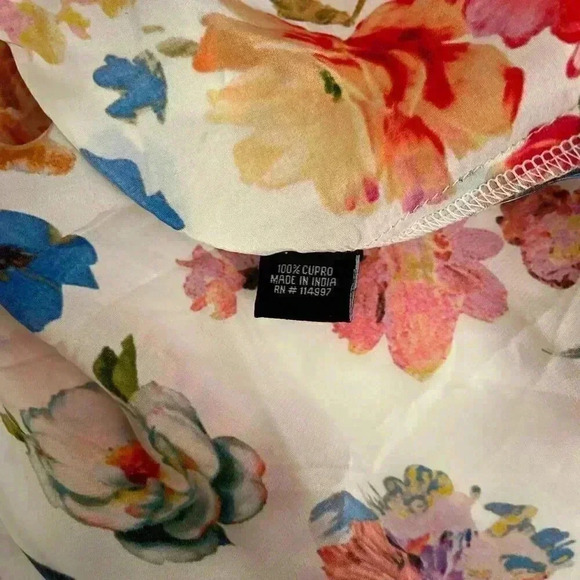 Slip Dress Tolani XL Spaghetti Strap Shift Floral Satin Above Knee Cupro Y2K Fai - Picture 11 of 11